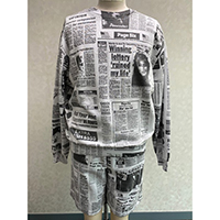 Top - News Print Long Sleeve Tee, Bottoms - Newsprint Sweat Shorts