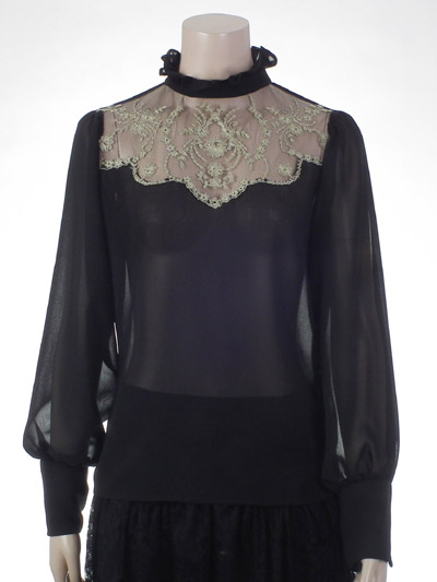 Ladies' emb neck blouse