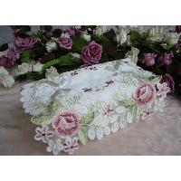 Embroidery Pink Rose Cover Of Napkin Paper Case
