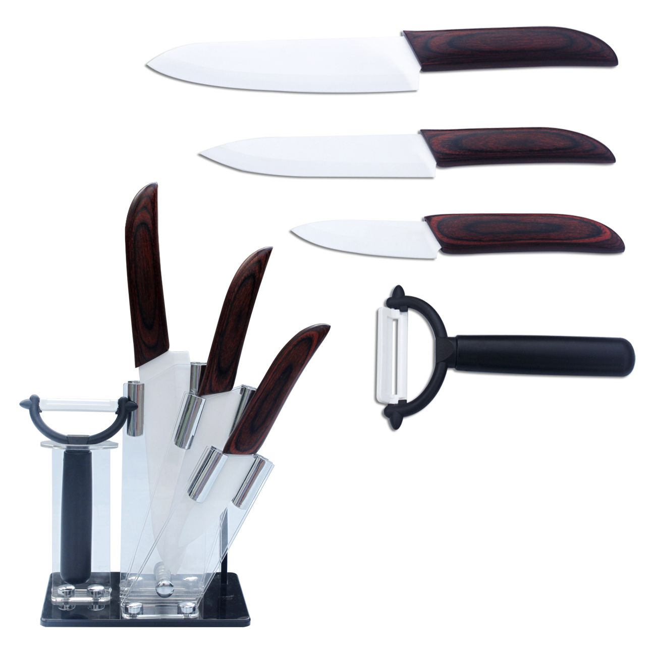Ceramic Knife Set With Acryl Block