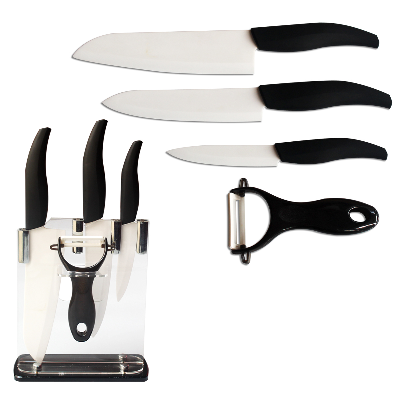 Ceramic Knife Set With Acryl Block
