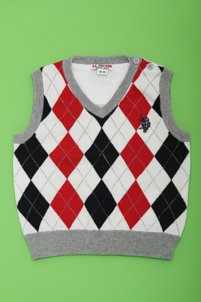 Children's Intarsia V-neck Vest