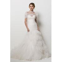 Sell vory Tulle Strapless Dress with Draped Bodice Ruffled Skirt