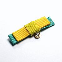 Layered Ribbon Bow with Metal Pendant and Asfour Crystal