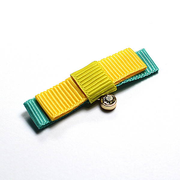 Layered Ribbon Bow with Metal Pendant and Asfour Crystal