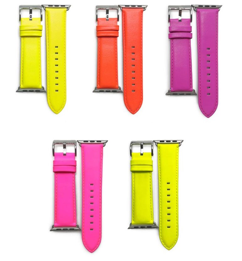 Neon Calf Leather Replacement Strap for iWatch with Adapter