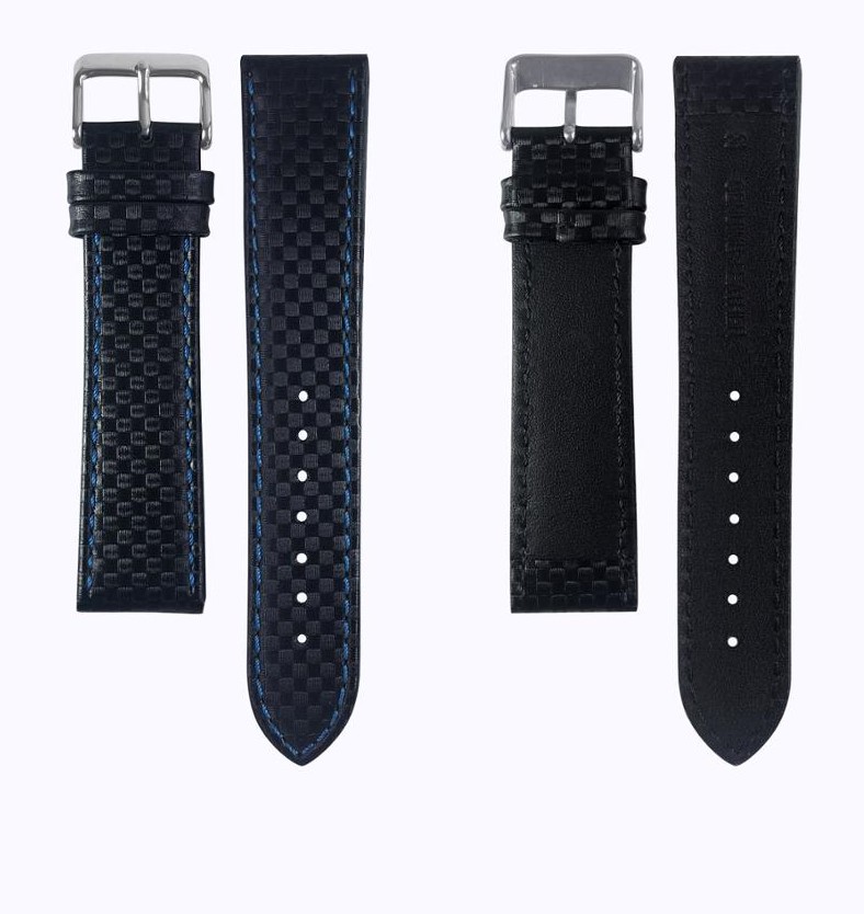 Calf Embossed Carbon Fibre Pattern Watch Strap