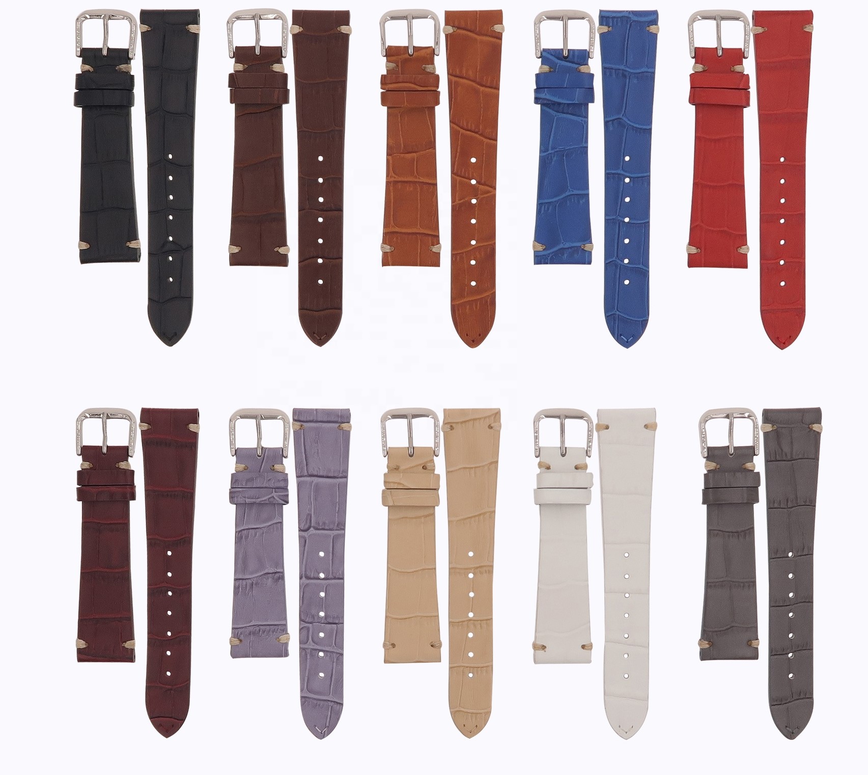 Mat Calf Embossed Alligator Grain Watch Straps
