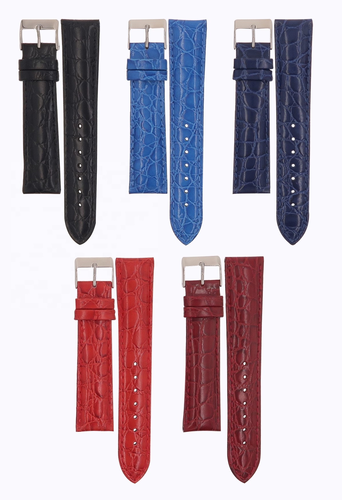 Semi Mat Calf Embossed Crocodile Grain Watch Straps