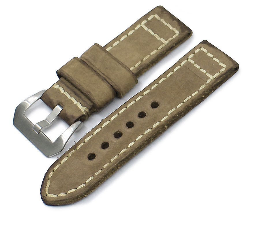 Handmade Thick Cowhide Nubuck Leather Watch Strap
