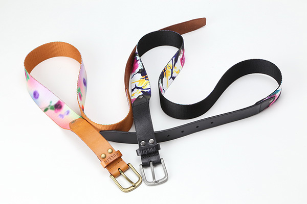 Webbing Belt with Leather