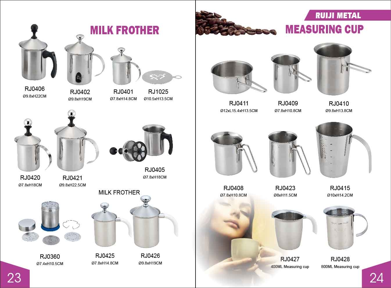 Stainless Steel Milk Frother, Stainless Steel Measuring Cup