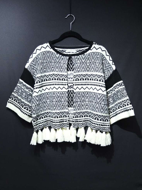 Ladies Patterned Tassel Cardigan
