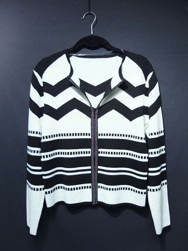 Ladies Black and White Cardigan