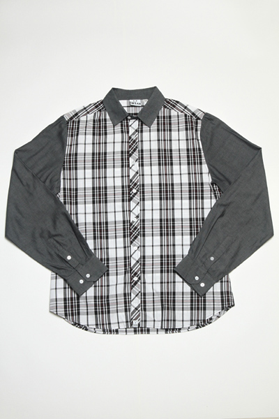 Cotton Black Checked Shirt With Black Oxford Long Sleeves (osh338003)