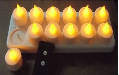 Warm White Remote Control Flameless Timer Tea Light Set 12