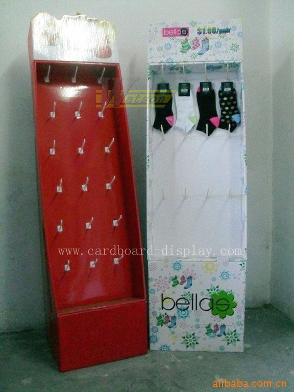 Customized Design Cardboard Display Stand With Hooks For Hanging Products