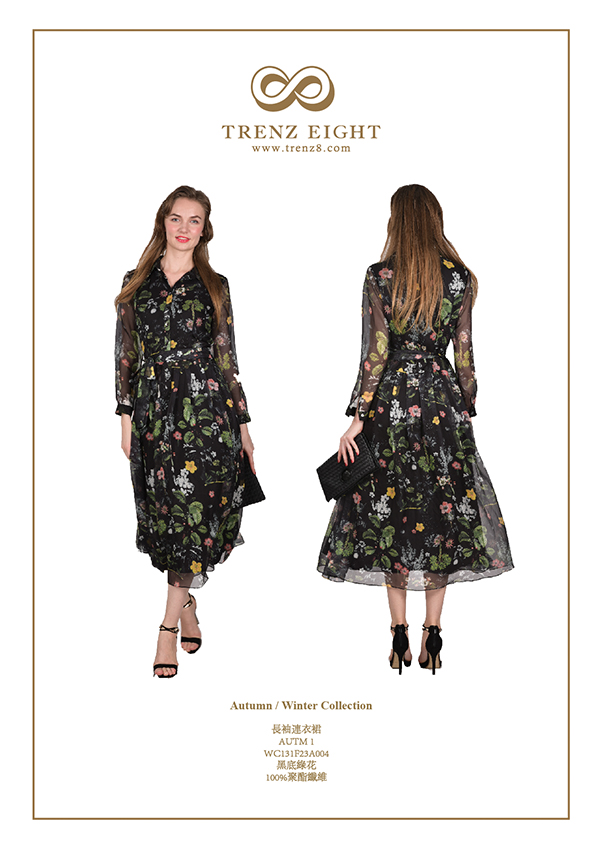 Long Shirt Dress with Flower Printed