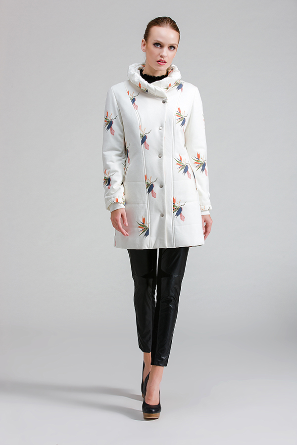 Down Coat with Print