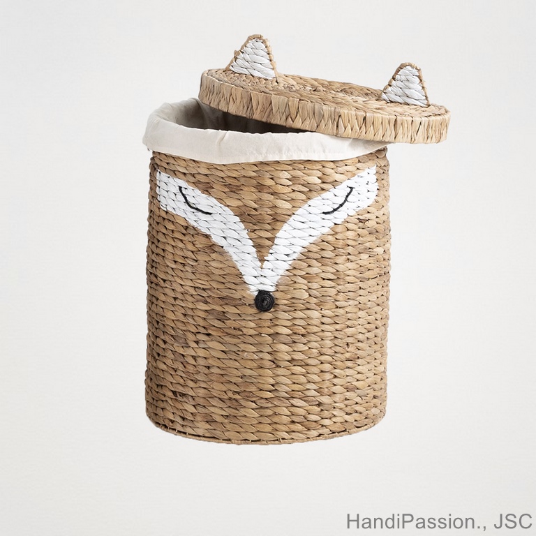 Water Hyacinth Animal Bear Fox Shaped Woven Basket Laundry Basket Storage Basket HP - B069