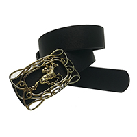 Leather Belt with Horse Buckle, B20409