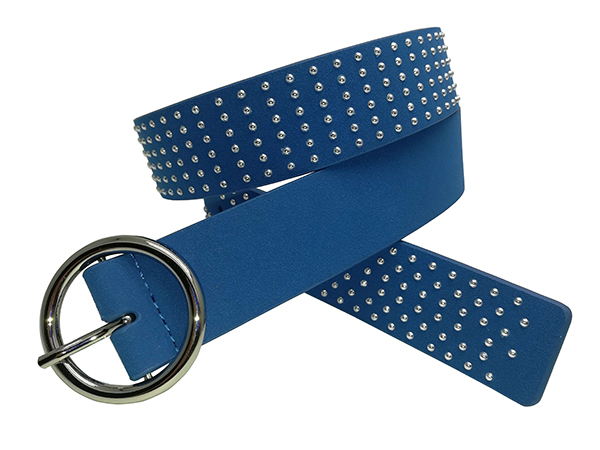Studded Belt with Round Center Bar Buckle