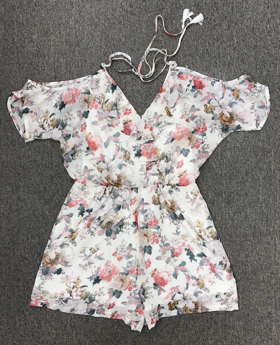 Open Shoulder Floral Playsuit