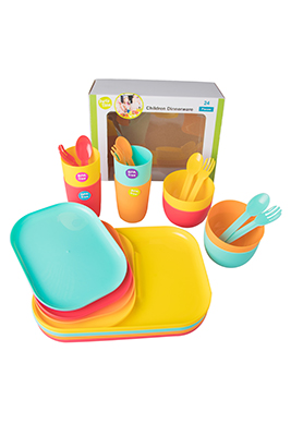 24 pcs Children Dinnerware Set (Included Plate, Bowl, Tumbler, Fork & Spoon)