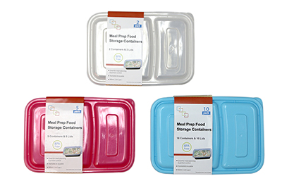 2 Div. Meal Prep Food Storage Container (2pk / 5pk / 10pk)