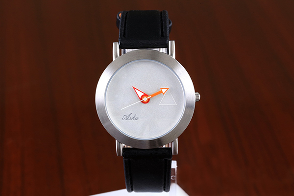 Fashion Waterproof Hands Black Leather Band Stainless Steel Ladies Watch