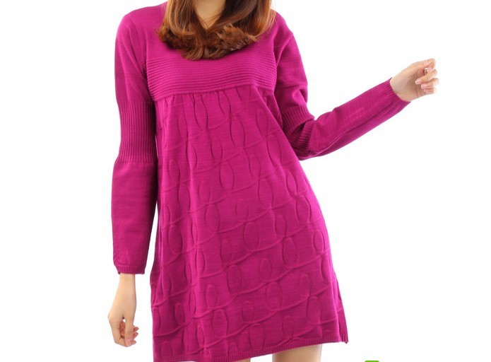 Women Knitting Sweater Dresses Long Sleeve
