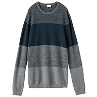 Men's Moss Stitches Stripe Crewneck Pullover Knitted Sweater