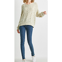  inchesBlair inches Women Cotton Linen Blend Cable Crewneck Pullover Sweater