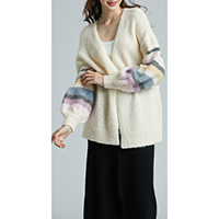 "Harmony" Wool Blend Open Striped Cardigan