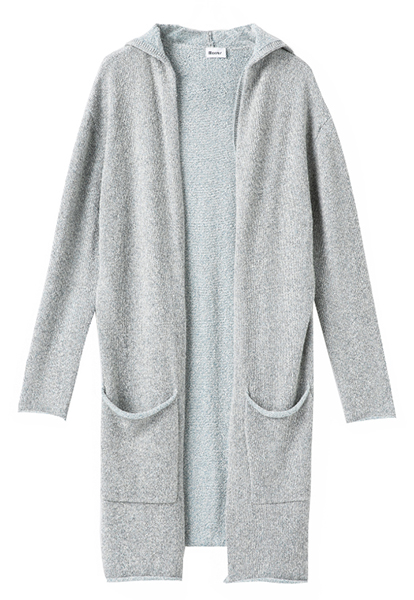 Ladies Cotton Plated Hoodie Cardigan with Duel Front Pockets