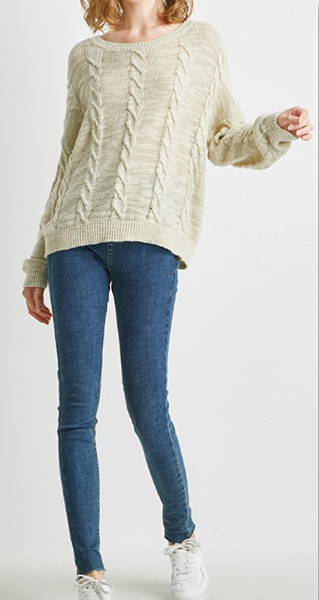  inchesBlair inches Women Cotton Linen Blend Cable Crewneck Pullover Sweater