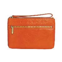 Castello Zipper Closure Leather Pouch with Wristle