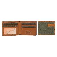 Castello Men's Bifold Slim Canvas Wallet with Leather Trimming