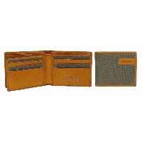Castello Mens's Trifold Multi Card Holder Canvas Wallet with Leather Trimming