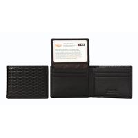 Castello Blocking RFID Protected Bifold Black Leather Passcase Wallet
