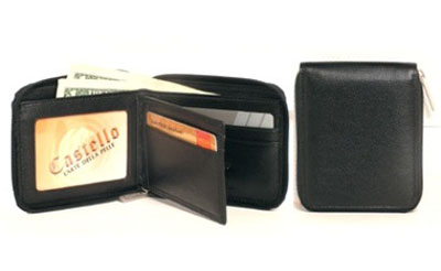Castello Men's Zip-Around Cluth Trifold Wallet Multi Card Holder Purse