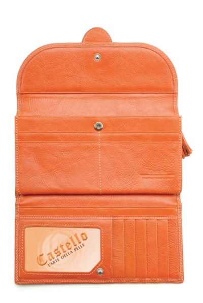 Castello Women's Long Leather Wallet with Exterior Zipped Pocket