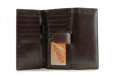 Castello Women's Trifold Long Cowhide Leather Wallet with Multiple Compartments