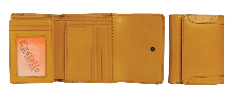 Castello Women's Trifold Snap Closure Cowhide Leather Wallet