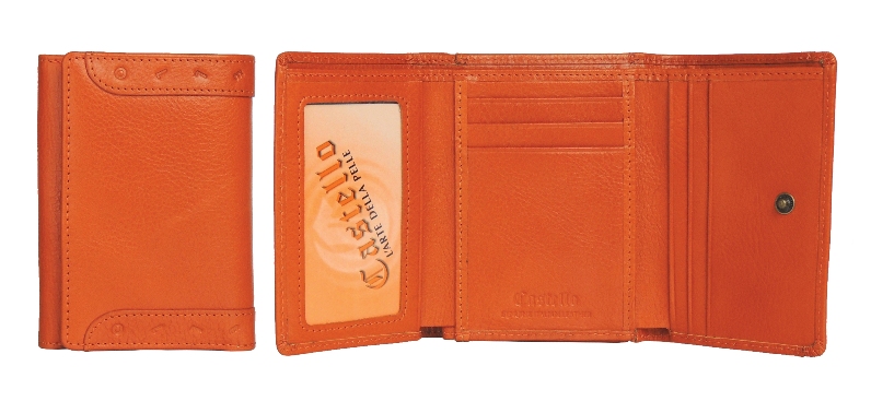 Castello Women's Trifold Compact Genuine Cowhide Leather Wallet