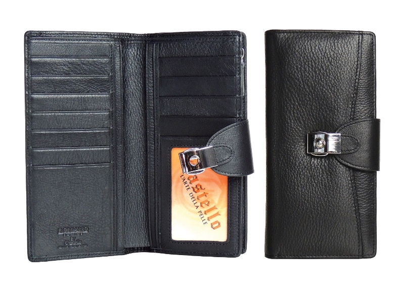 Castello Women's Snap Shut Closure Long Cowhide Leather Wallet