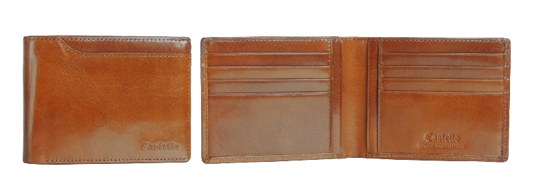 Castello Men's Bifold Multi Card Holder Italian Leather Wallet