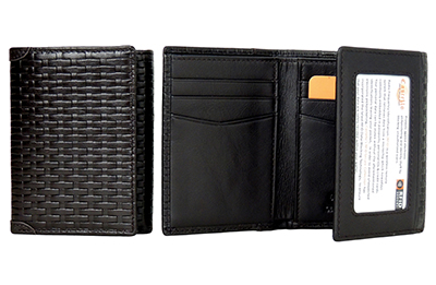 Castello RFID Protected Braid Pattern Trifold Leather Wallet