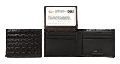 Castello Blocking RFID Protected Bifold Black Leather Passcase Wallet