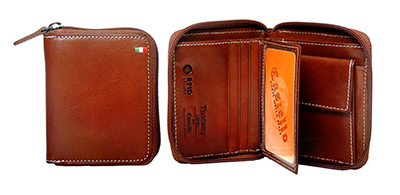 Castello Men's RFID Protected Zip-Around Leather Wallet with Coin Pocket